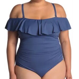 La Blanca Island Goddess Off The Shoulder One Piece Swimsuit Bathing Suit 16